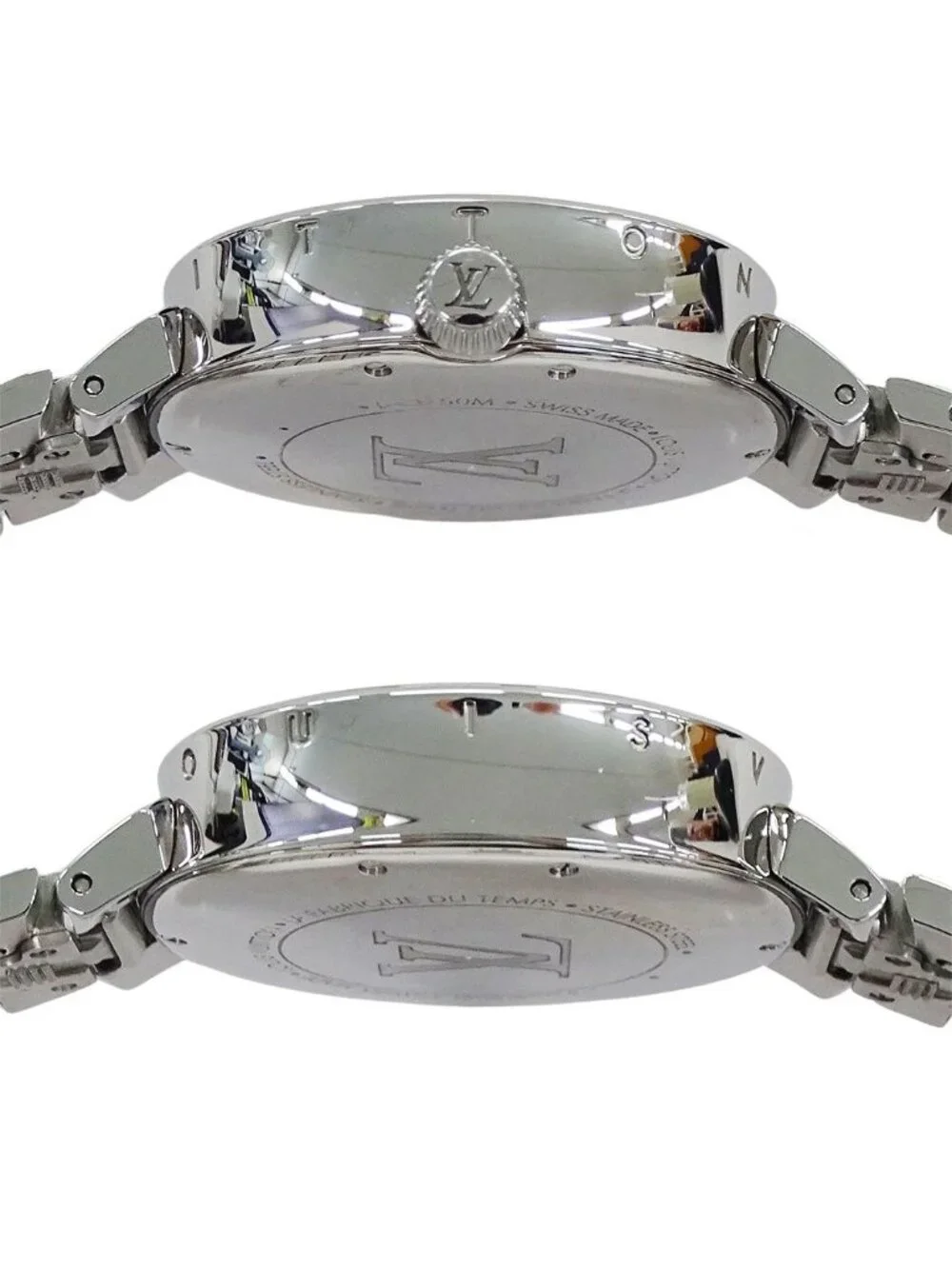 Louis Vuitton Watch Tambour Moon Dual Time Quartz Stainless Steel Silver